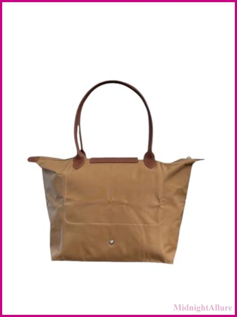 Nylon Tote Bag with Genuine Leather Trimmings Water Resistant Foldable